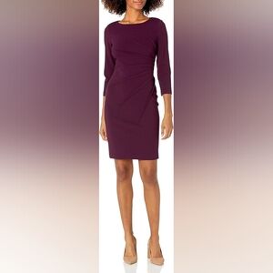 Calvin Klein Purple Sheath Dress With Starburst Pleating - Size 6